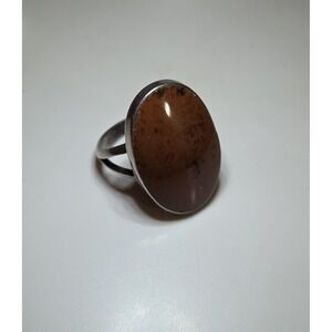 Vintage Sterling Silver & Jasper Statement Ring Signed AZ 925 Mexico Size 6